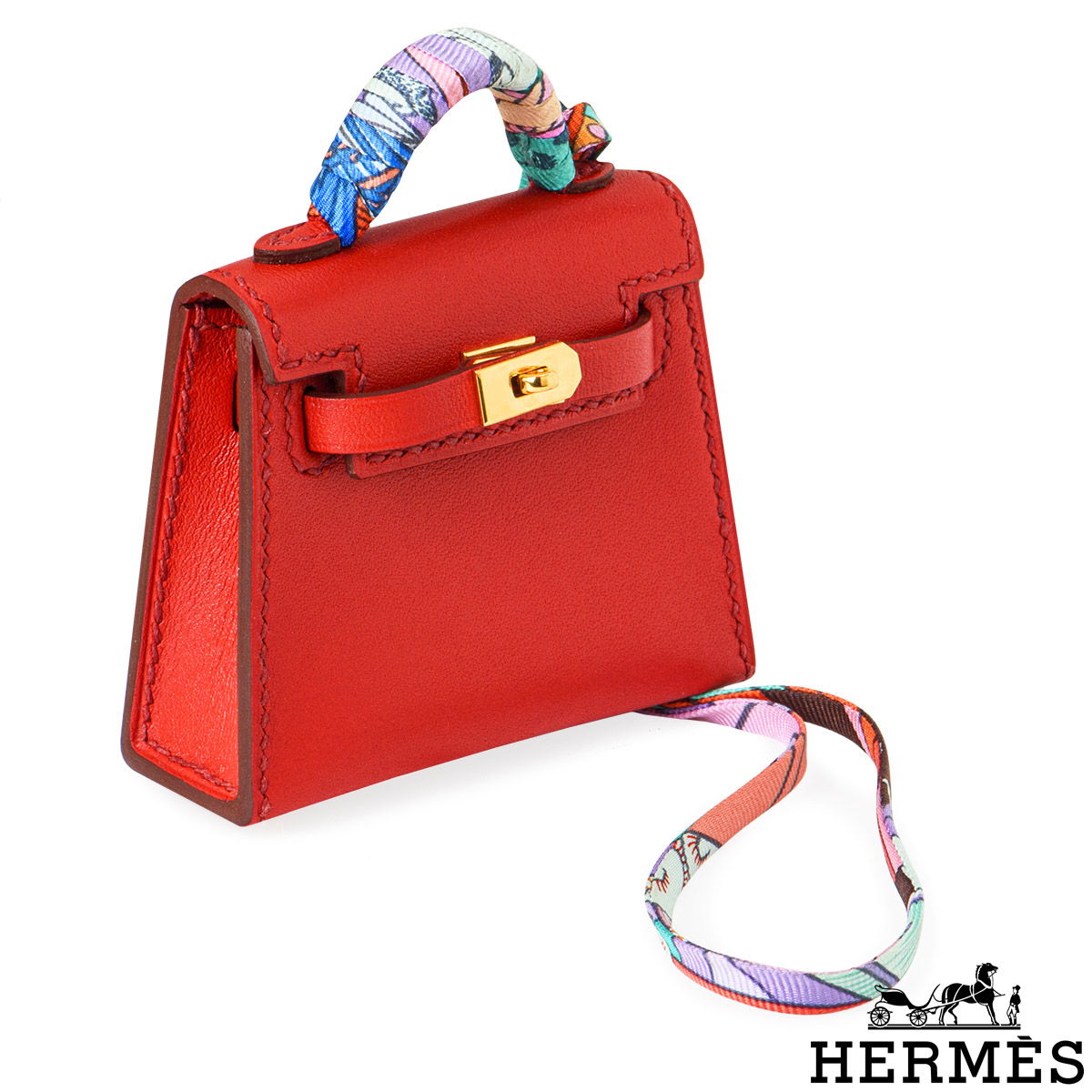 Hermès Sanguine Mini Kelly Twilly Bag Charm | Rich Diamonds